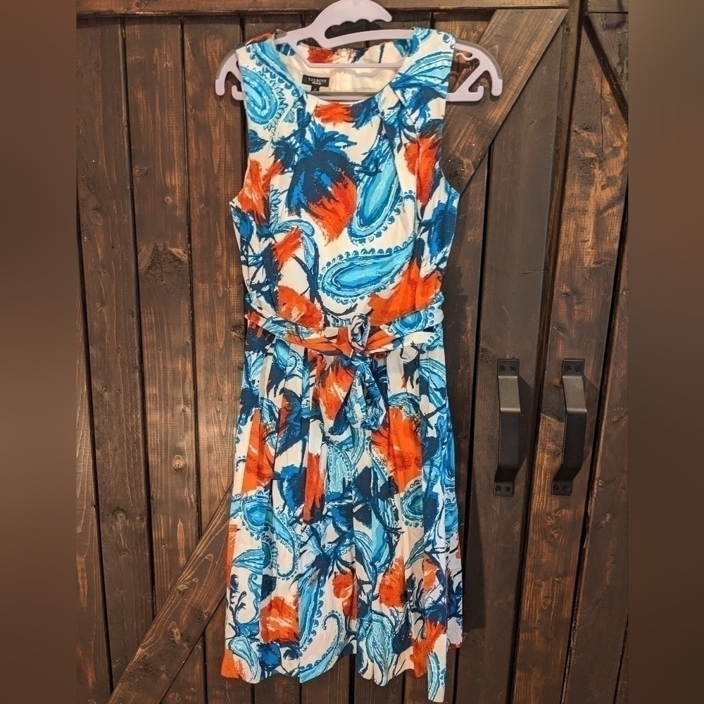 Talbot's flared dress, orange and blue size 6
